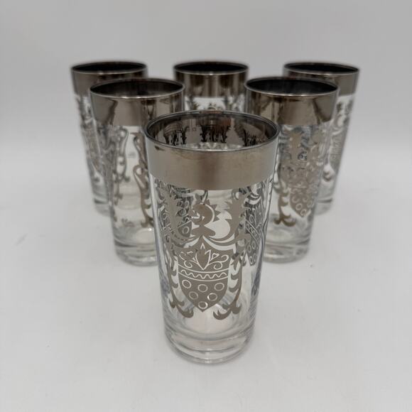 Set/6 Kimiko Highball Glasses by Guardian Service Gla Silver Knight Shield 5